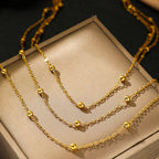 Delicate Multi-Layer Beaded Stainless Steel Necklace