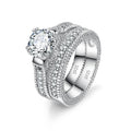 925 Sterling Silver CZ Matching Couple's Ring Set