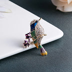 Sparkling Rhinestone Enamel Hummingbird Brooch Pin