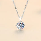 Classic 2ct Moissanite Silver Pendant Necklace