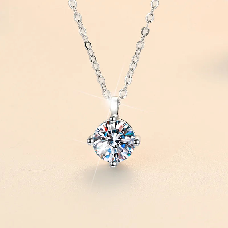 Classic 2ct Moissanite Silver Pendant Necklace