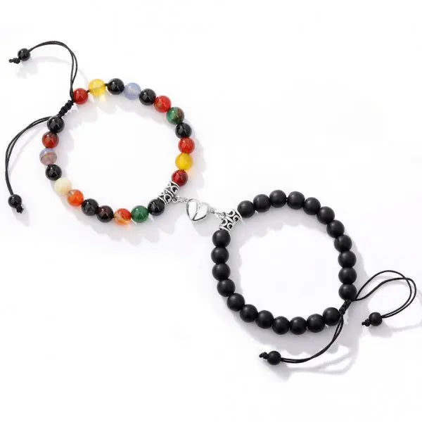 Magnetic Heart Matching Natural Stone Couple Bracelets