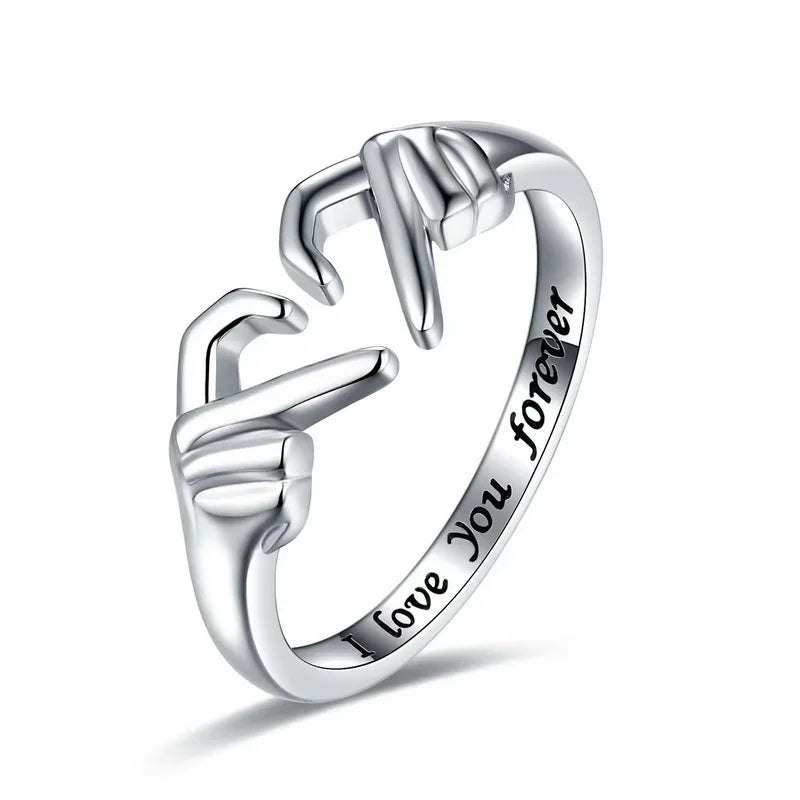 Adjustable Hugging Hands Romantic Promise Ring