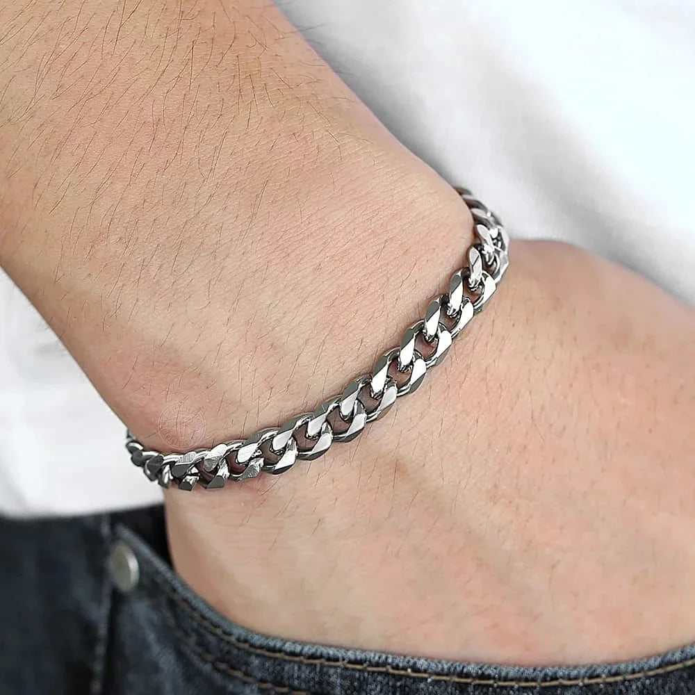 Classic Stainless Steel Cuban Link Bracelet for Men & Women