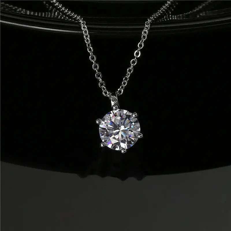Classic 2ct Moissanite Silver Pendant Necklace