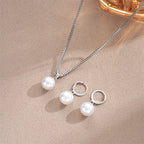 Elegant Vintage Gold Pearl Necklace & Earring Set