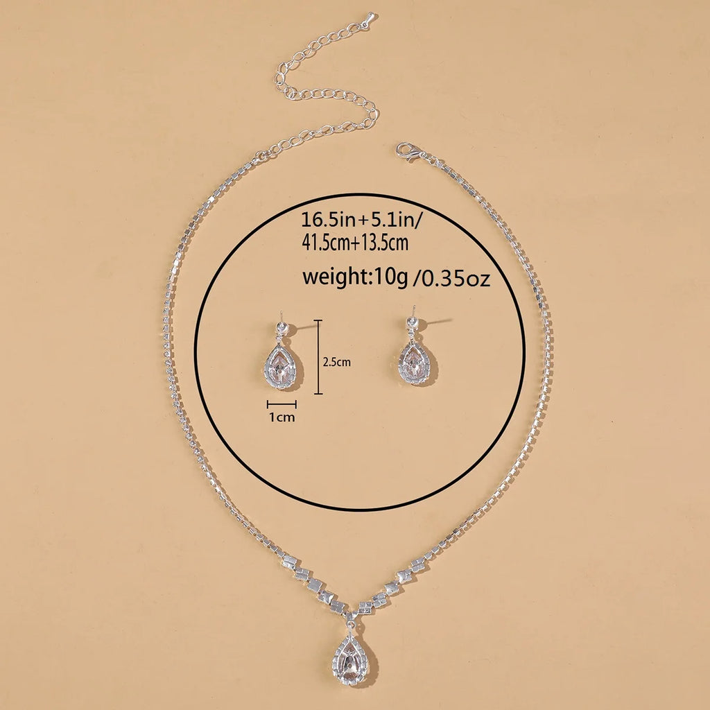Elegant 5-Piece Teardrop Bridal Jewelry Set