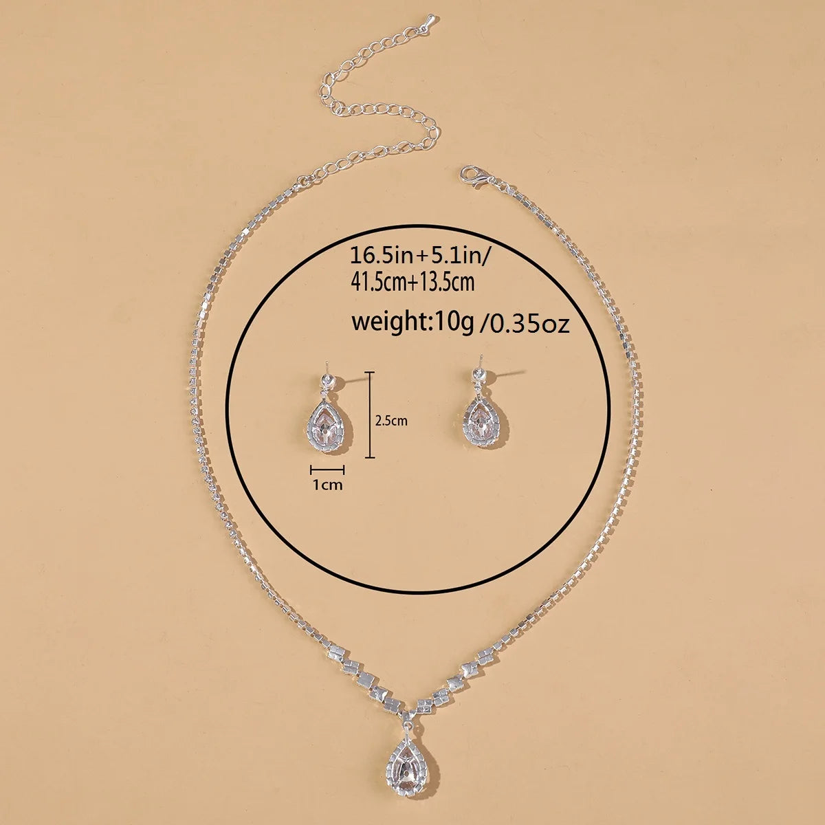 Elegant 5-Piece Teardrop Bridal Jewelry Set