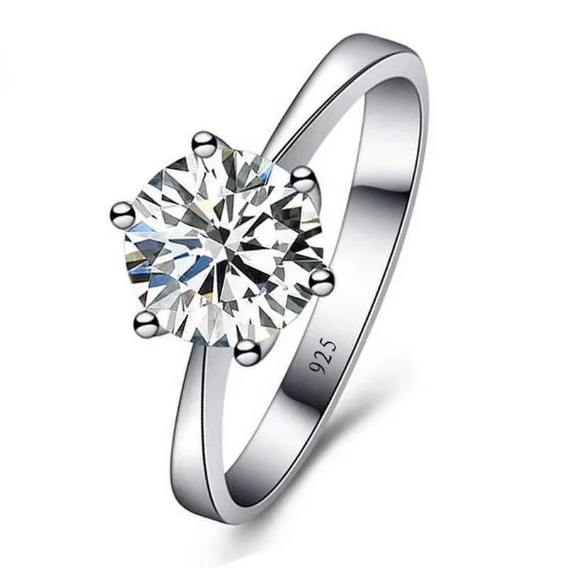 Elegant Austrian Crystal Engagement Ring in 925 Silver