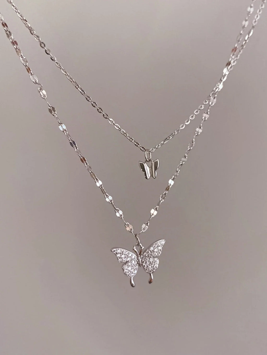 Sparkling Double Layer Butterfly Necklace