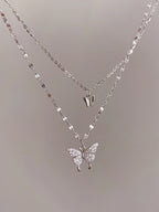 Sparkling Double Layer Butterfly Necklace