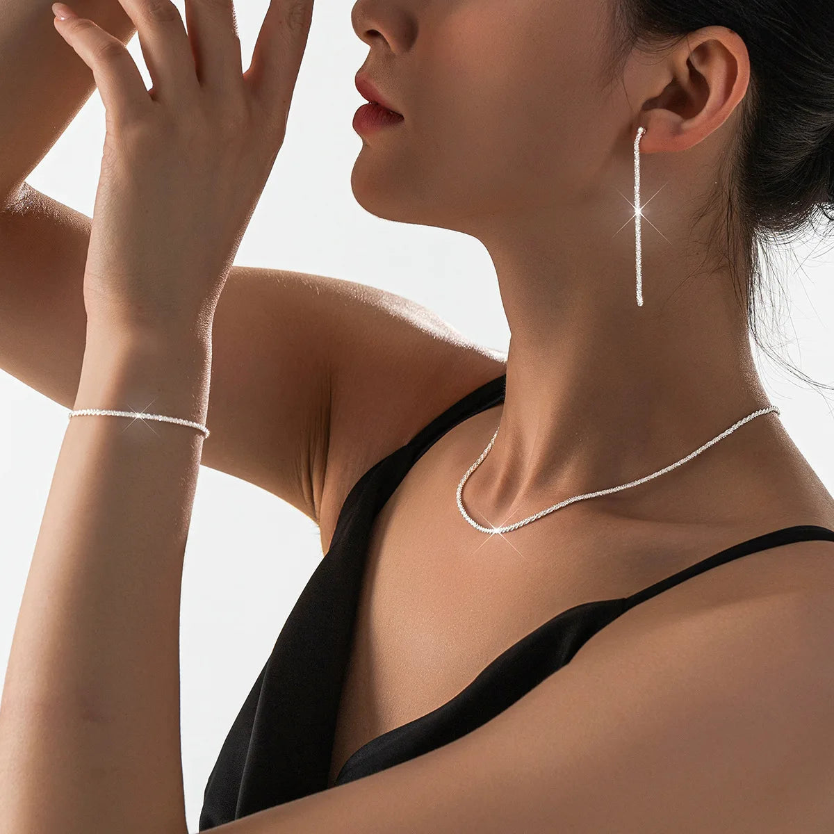 Minimalist Silver Starry Sky Jewelry Set for Women