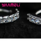 925 Sterling Silver Cubic Zirconia Hoop Earrings