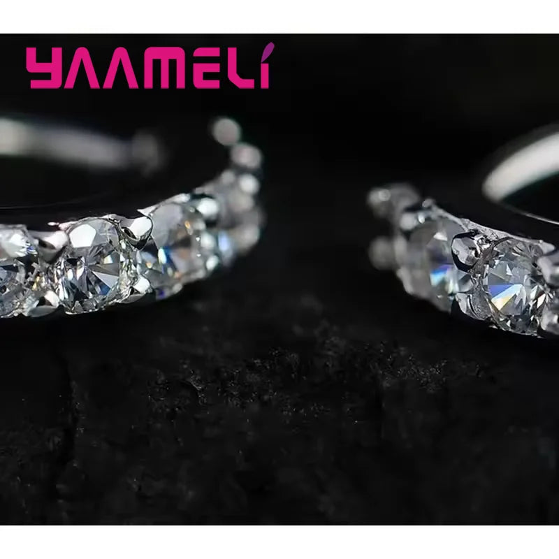 925 Sterling Silver Cubic Zirconia Hoop Earrings