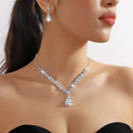 Elegant Crystal Teardrop Necklace & Earrings Bridal Set