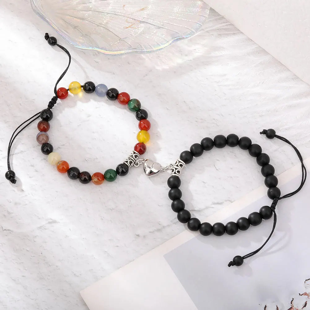 Magnetic Heart Matching Natural Stone Couple Bracelets