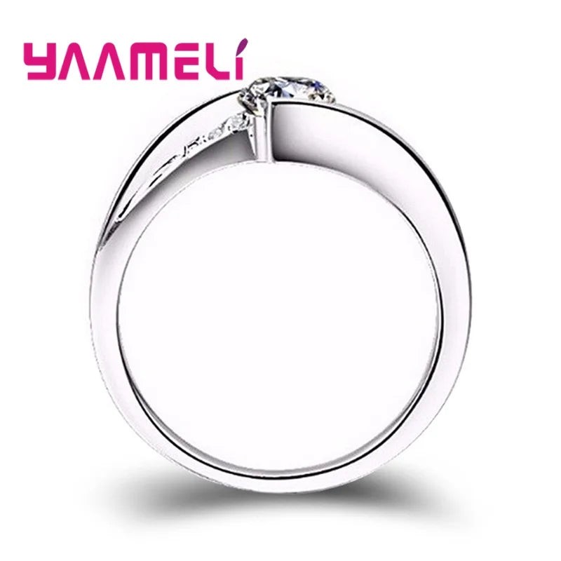 Vintage 925 Silver Plated Round Cubic Zirconia Promise Ring
