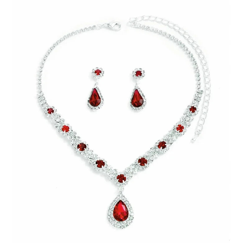 Elegant Crystal Teardrop Necklace & Earrings Bridal Set