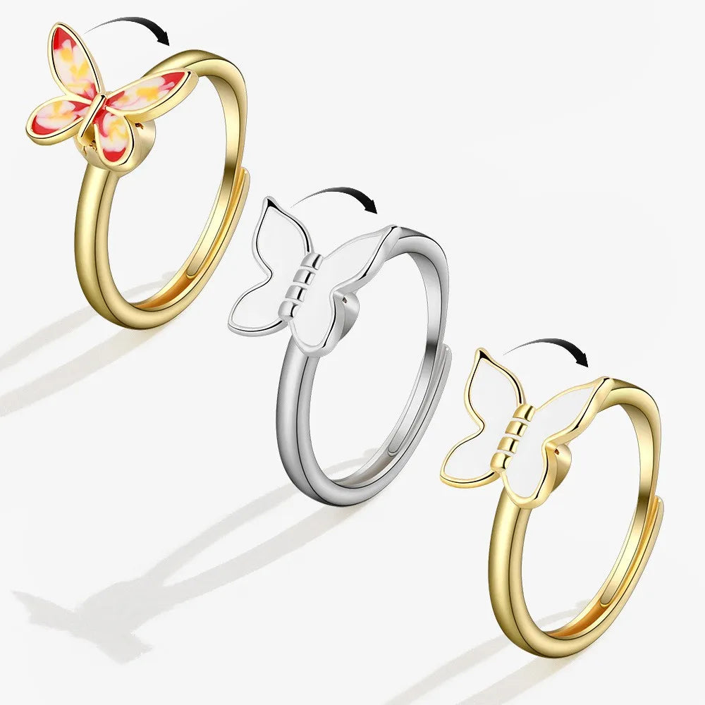 Adjustable Crystal Fidget Spinner Anxiety Ring