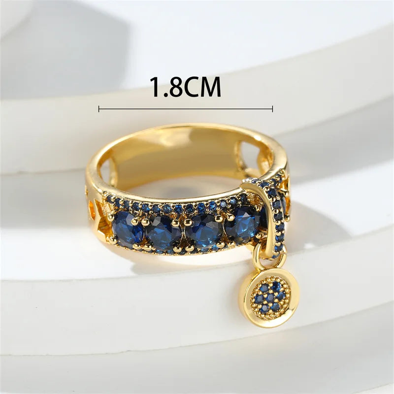 Vintage Royal Blue Statement Ring in Gold Tone