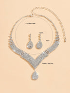 Elegant 3-Piece Rhinestone Teardrop Bridal Jewelry Set