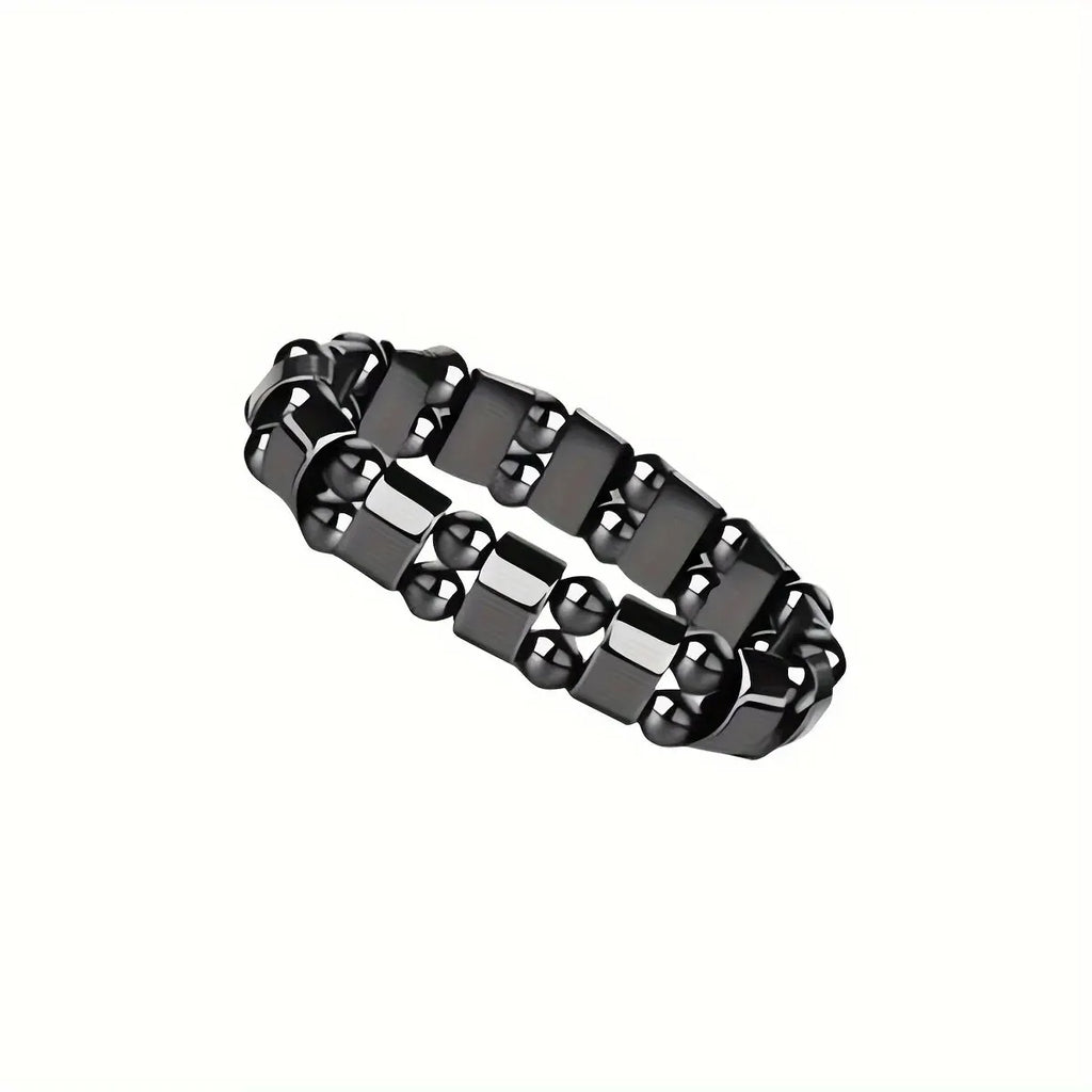 Double-Row Black Magnetic Energy Bead Bracelet