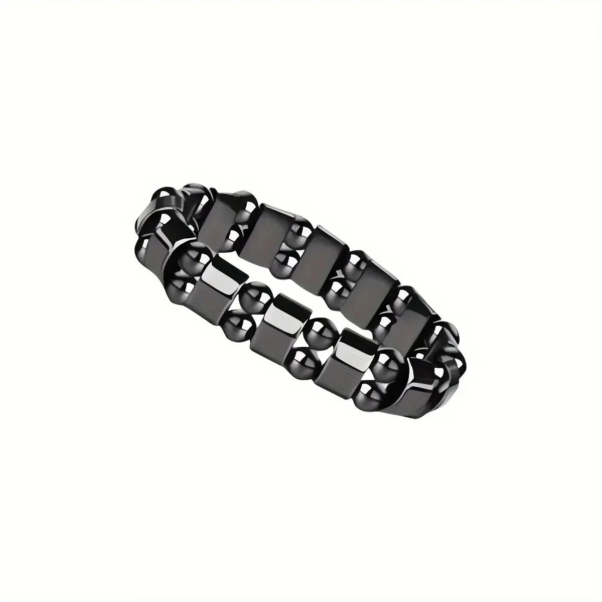 Double-Row Black Magnetic Energy Bead Bracelet