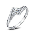 Vintage 925 Silver Plated Round Cubic Zirconia Promise Ring