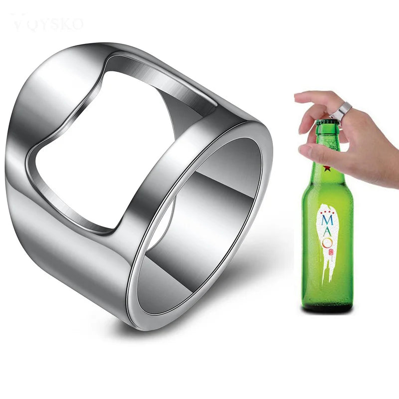Stainless Steel Beer Bottle Opener Ring Gadget