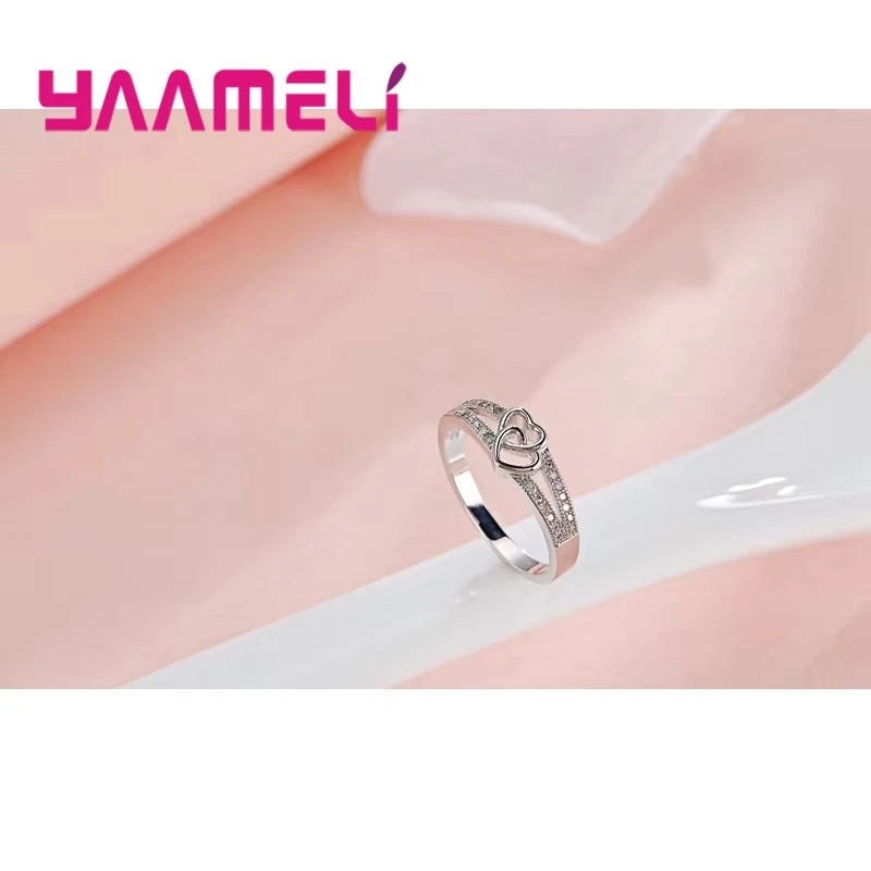 Vintage 925 Sterling Silver Cubic Zirconia Heart Ring