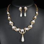 Elegant Vintage Pearl Necklace & Earrings Jewelry Set