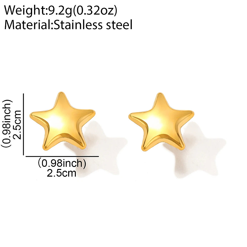 Sparkling Stainless Steel Star Stud Earrings