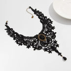 Vintage Black Lace Gothic Gem Choker Necklace