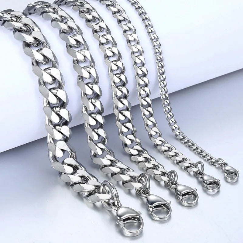 Classic Stainless Steel Cuban Link Bracelet for Men & Women