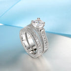 925 Sterling Silver CZ Matching Couple's Ring Set