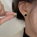 Black Zircon Square Geometric Stud Earrings