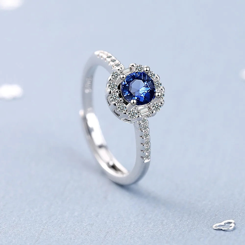 Elegant 925 Sterling Silver Zircon Engagement Ring