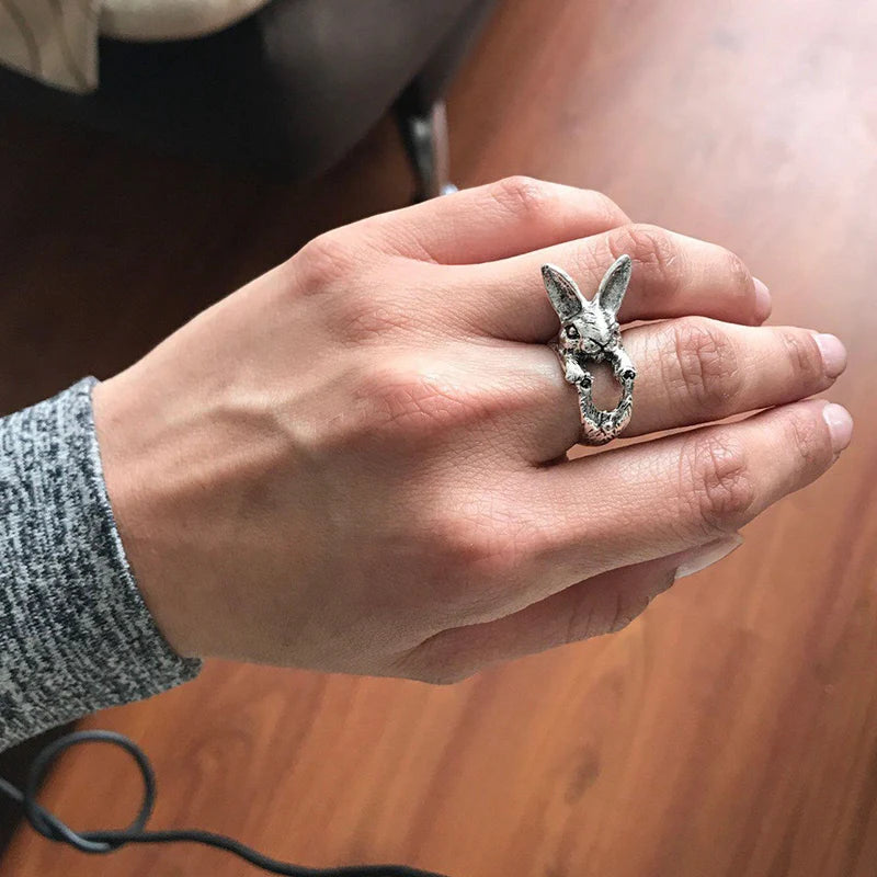 Vintage Silver Lucky Fortune Cat Adjustable Ring